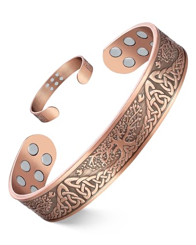 Feraco Pure Copper Bracelet for Men, 18X Enhanced Strength Magnetic Bracelets with 3800 Gauss Neodymium Magnets