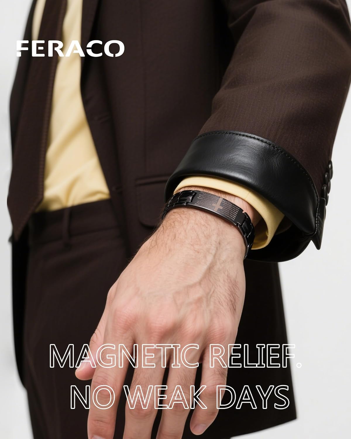 Feraco Copper Cross Bracelet for Men,Magnetic Bracelet Copper Jewelry with Powerful 3800 Gauss Magnets