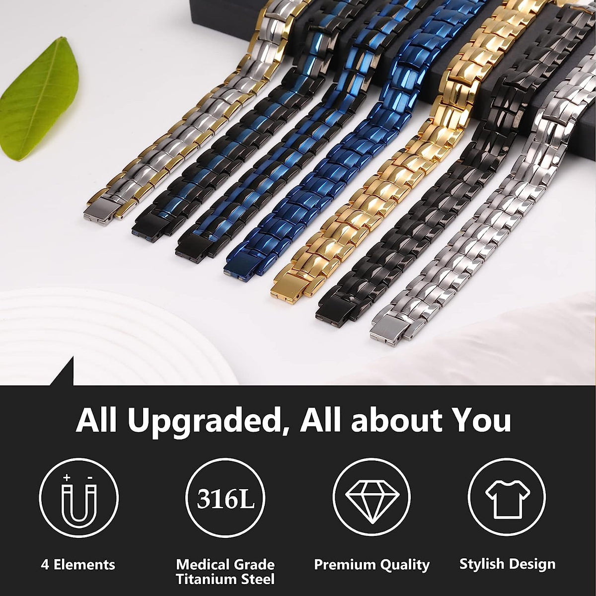 Germanium Infrared negative ion 4 Elements magnetic bracelet
