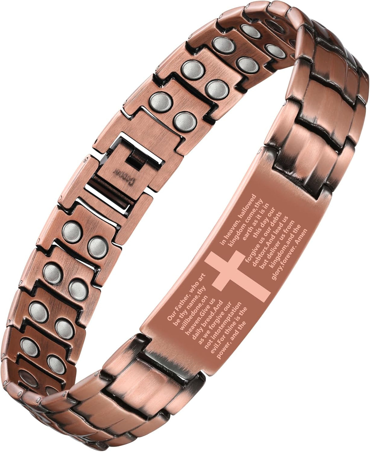 Feraco Copper Cross Bracelet for Men,Magnetic Bracelet Copper Jewelry with Powerful 3800 Gauss Magnets