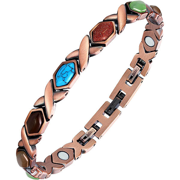 Colorful Natural Turquoise Pure Copper Magnetic Bracelets