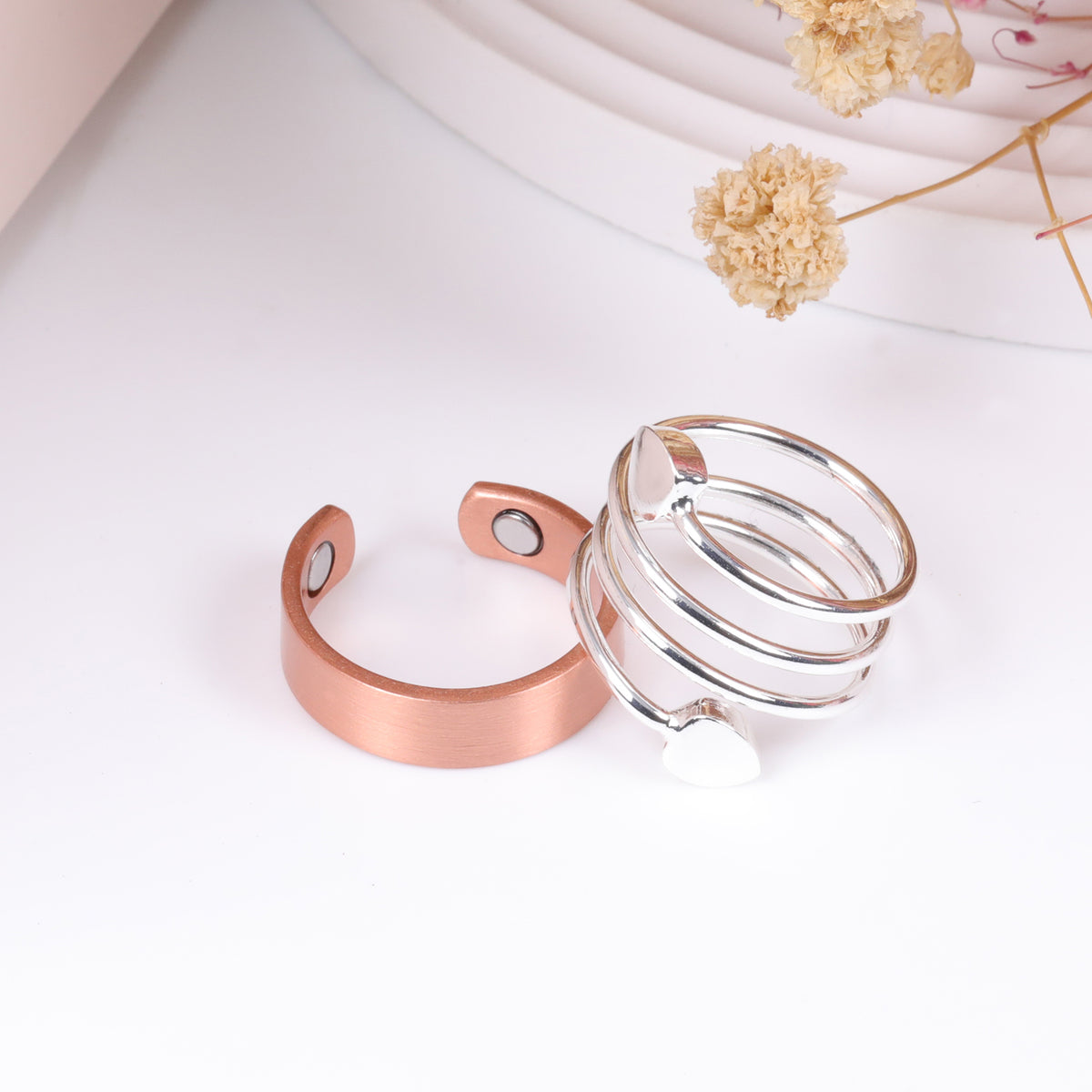 Women's Love Heart Magnets Copper Rings
