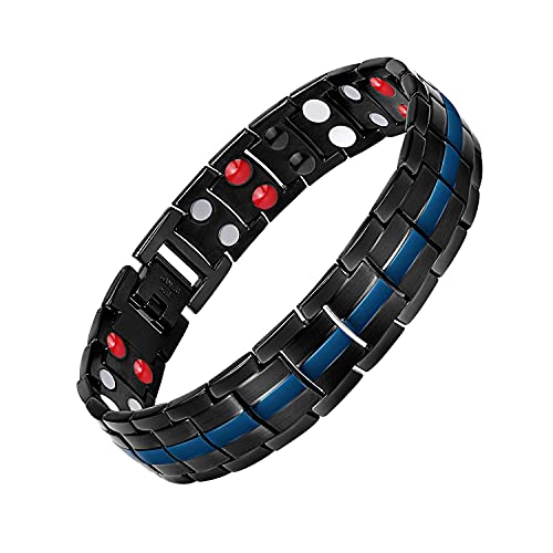 Titanium Steel Magnetic Bracelet with Double Row 4 Elements Magnets.