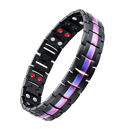 Titanium Steel Magnetic Bracelet with Double Row 4 Elements Magnets.