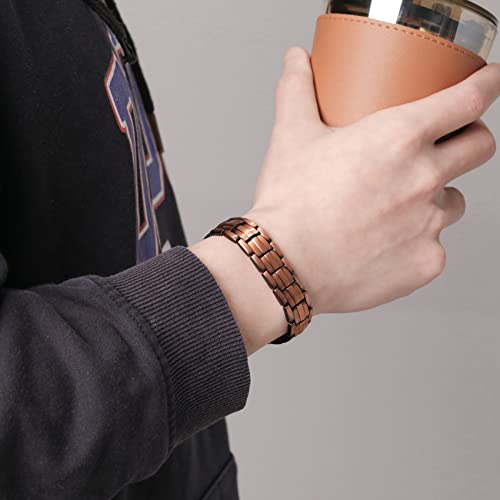 Feraco Men's Copper Magnetic Bracelet Elegant 99.99% Solid Copper Bracelets with Double-Row Strong Magnets.