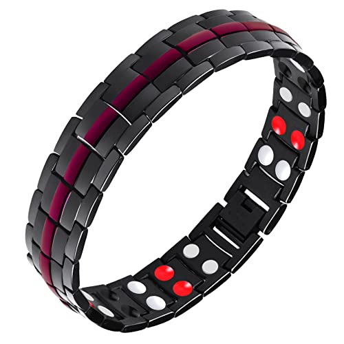 Titanium Steel Magnetic Bracelet with Double Row 4 Elements Magnets.