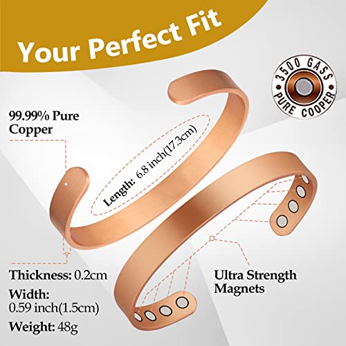 2 Pcs Copper Magnetic Cuff Bracelet.
