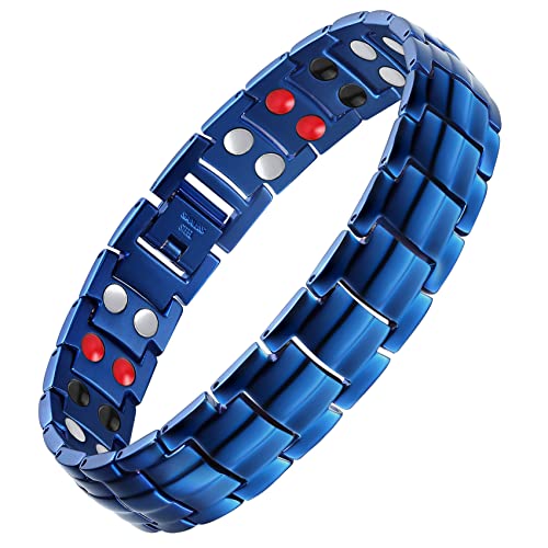 Titanium Steel Magnetic Bracelet with Double Row 4 Elements Magnets.