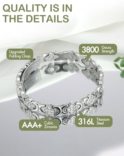 Feraco Ultra Strength Magnetic Bracelets for Women with Neodymium Magnets & Sparkling Zirconia