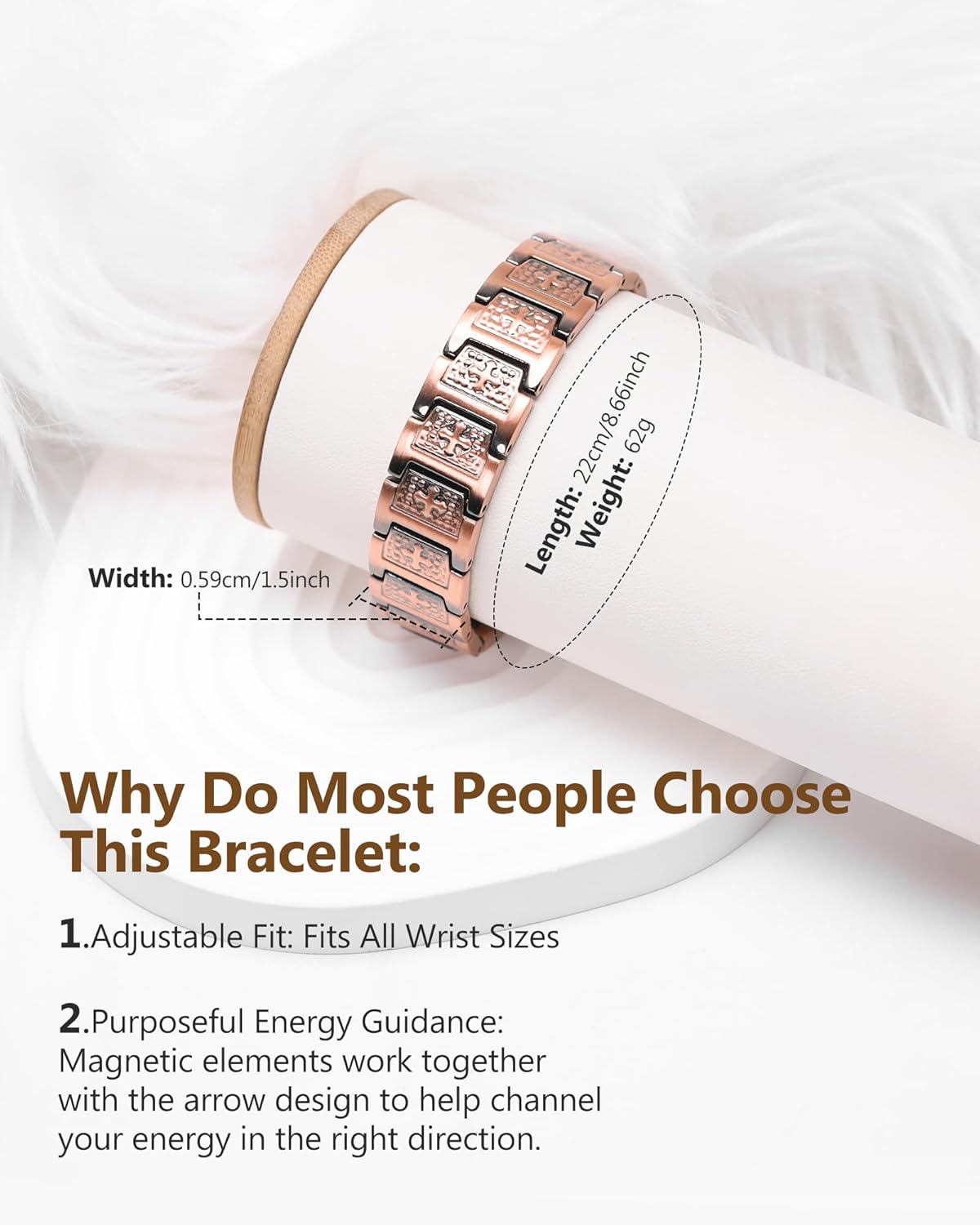 Feraco Copper Cross Bracelet for Men,Magnetic Bracelet with 46 Magnets - 99.99% Pure Copper