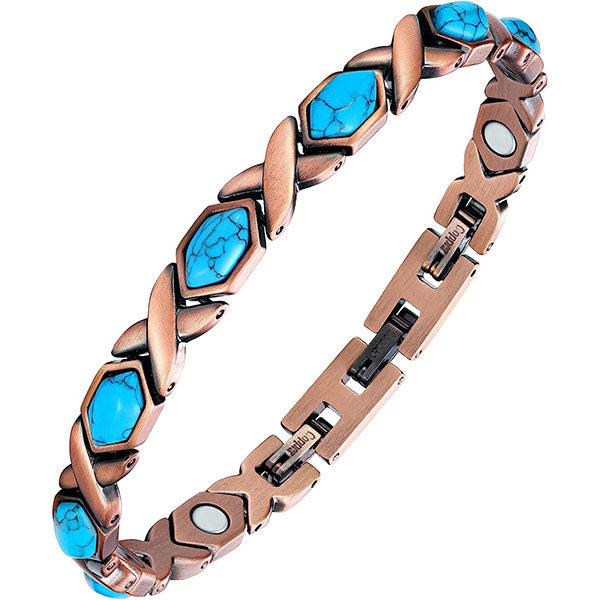 Colorful Natural Turquoise Pure Copper Magnetic Bracelets