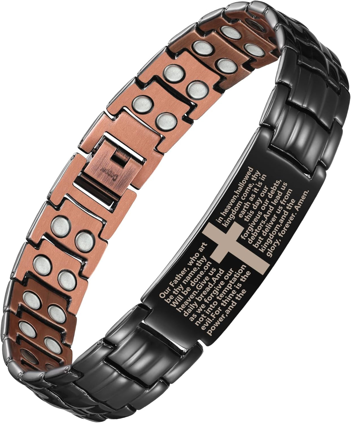 Feraco Copper Cross Bracelet for Men,Magnetic Bracelet Copper Jewelry with Powerful 3800 Gauss Magnets