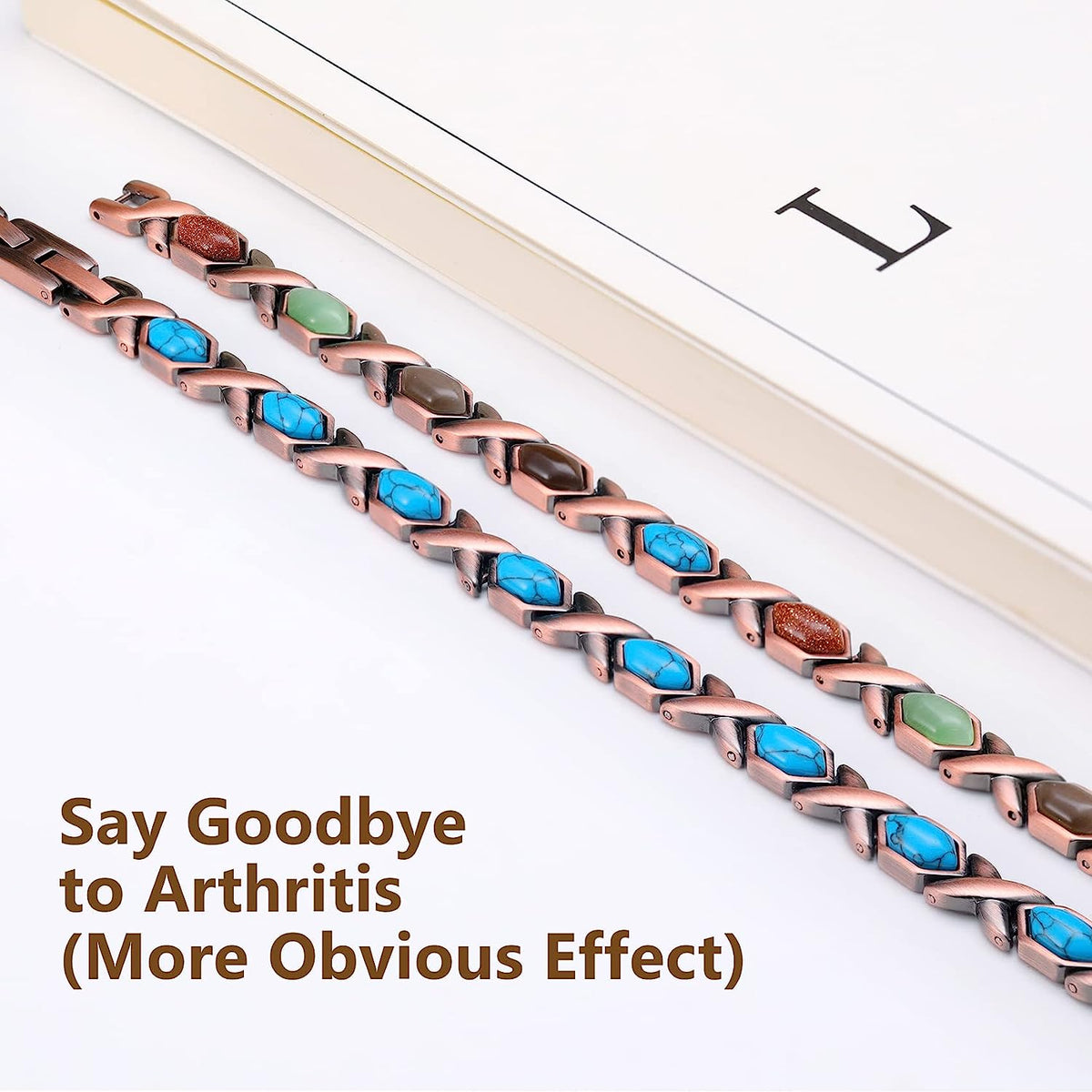 Colorful Natural Turquoise Pure Copper Magnetic Bracelets