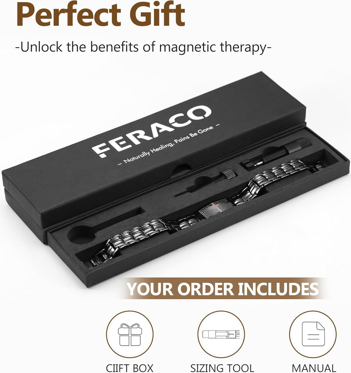Feraco Copper Cross Bracelet for Men,Magnetic Bracelet Copper Jewelry with Powerful 3800 Gauss Magnets