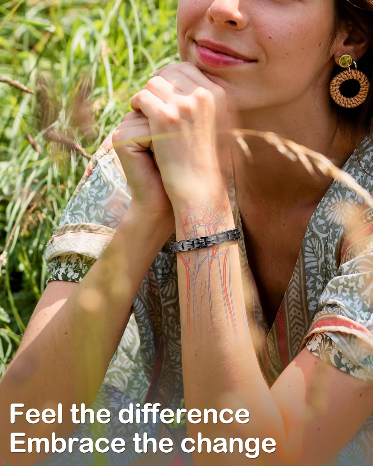 Feraco 5X Strength Magnetic Bracelets for Women, Stainless Steel Magnet Bracelet with Ultra Powerful 5000 Gauss Magnets, Upgraded Butterfly Clasp, Adjustable Jewelry Gift