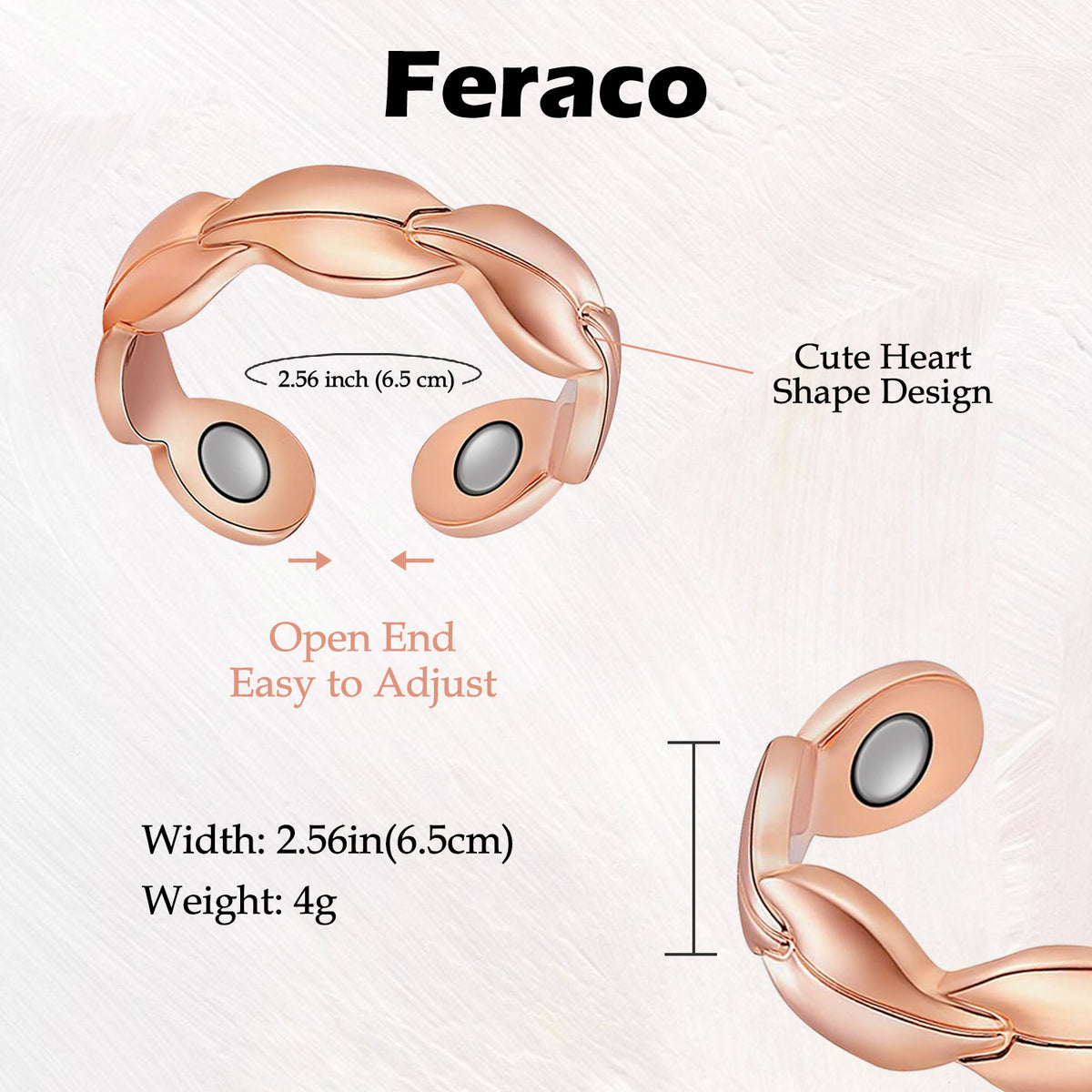Feather Magnets Copper Rings for Women