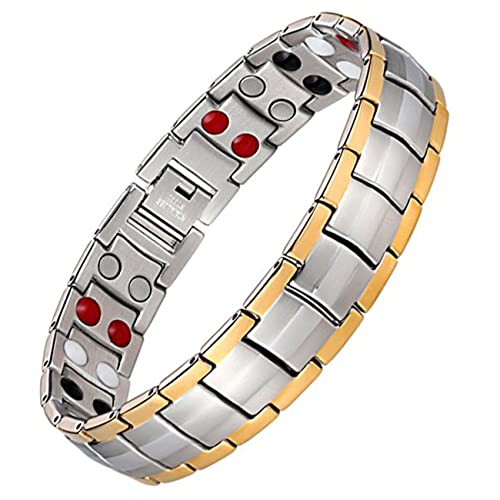 Titanium Steel Magnetic Bracelet with Double Row 4 Elements Magnets.
