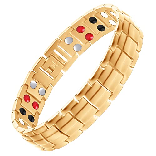 Titanium Steel Magnetic Bracelet with Double Row 4 Elements Magnets.