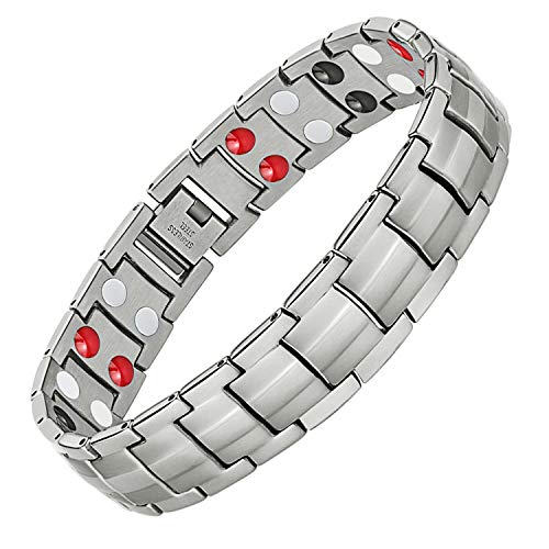 Titanium Steel Magnetic Bracelet with Double Row 4 Elements Magnets.